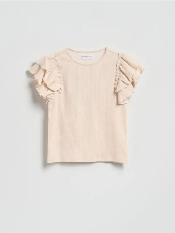 Reserved Reserved - Bluza s volanima - pastelnoružičasto