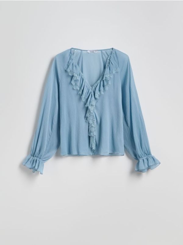 Reserved Reserved - Bluza s volanima - svjetloplavo