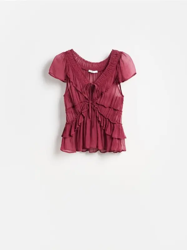Reserved Reserved - Bluza s volanima - tamnoljubičasto