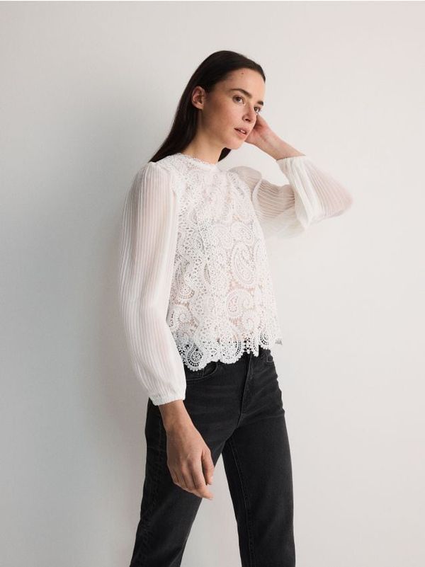 Reserved Reserved - Bluza sa širokim rukavima - bijela