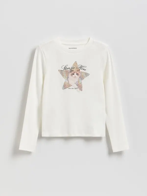 Reserved Reserved - Bluza sa sjajnim printom - krem