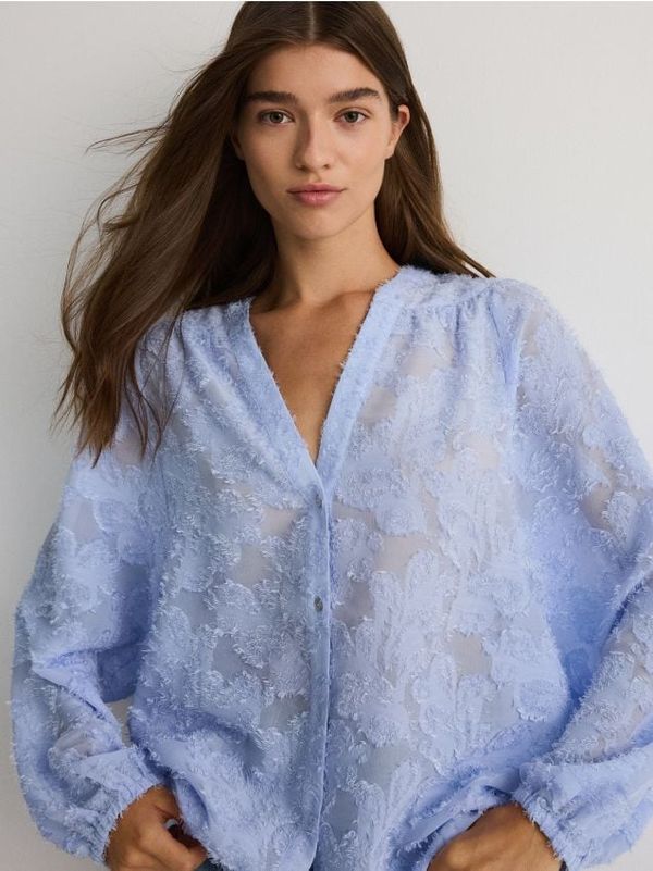 Reserved Reserved - Bluza sa strukturiranim uzorkom - svjetloplavo