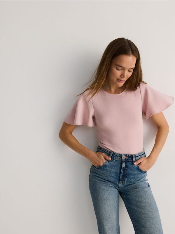 Reserved Reserved - Bodi lepršavih rukava - pastelnoružičasto