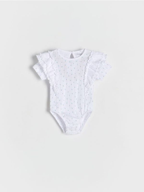 Reserved Reserved - Bodi s visokim udjelom pamuka i volanima - bijela