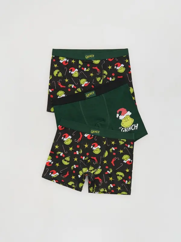 Reserved Reserved - Bokserice Grinch 3 pakiranje - crno