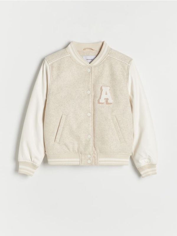 Reserved Reserved - Bomber jakna izrađena od kombiniranih tkanina - bež