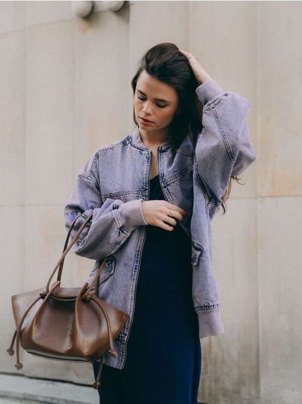 Reserved Reserved - Bomber jakna od trapera isprana izgleda - ružičasta