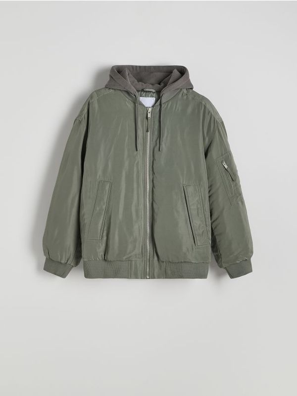Reserved Reserved - Bomber jakna s kapuljačom - svjetlozeleno
