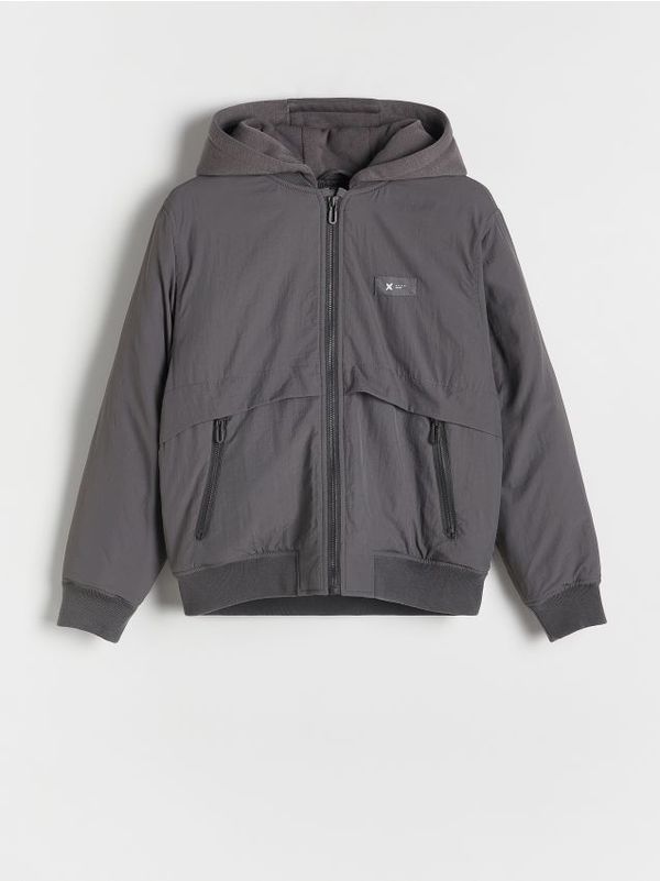 Reserved Reserved - Bomber jakna s kapuljačom - tamnosivo