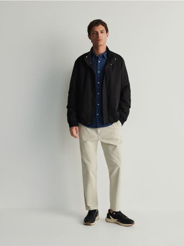 Reserved Reserved - Bomber jakna s uspravnim ovratnikom - crno