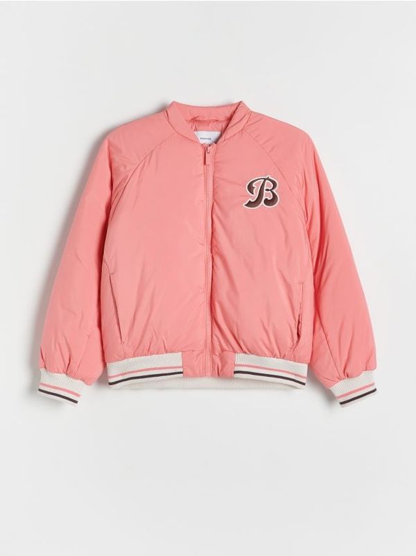 Reserved Reserved - Bomber jakna s vezom - koraljno