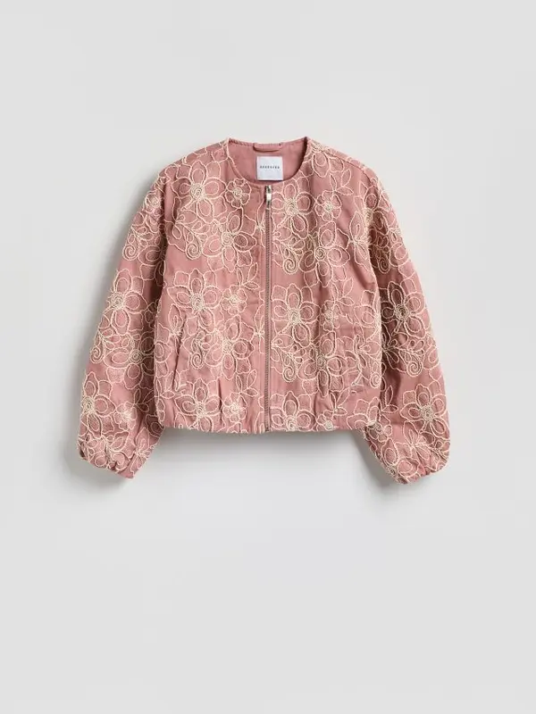 Reserved Reserved - Bomber jakna s vezom - prljavoroza