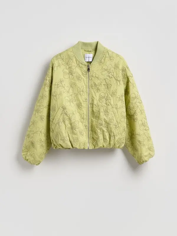 Reserved Reserved - Bomber jakna s vezom - žutozeleno