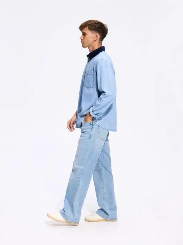 Reserved Reserved - Bootcut traperice s efektom pranja - plava