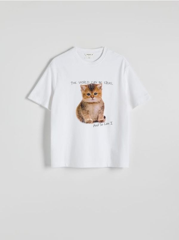 Reserved Reserved - Boxy majica kratkih rukava s printom - bijela