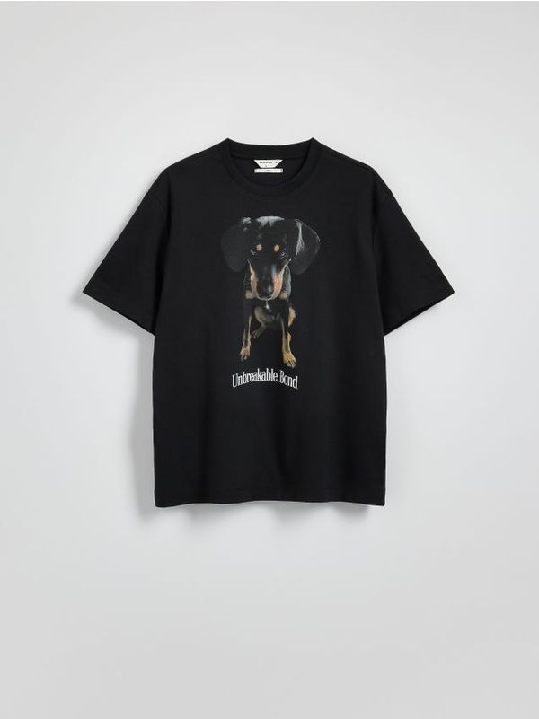 Reserved Reserved - Boxy majica kratkih rukava s printom - crno