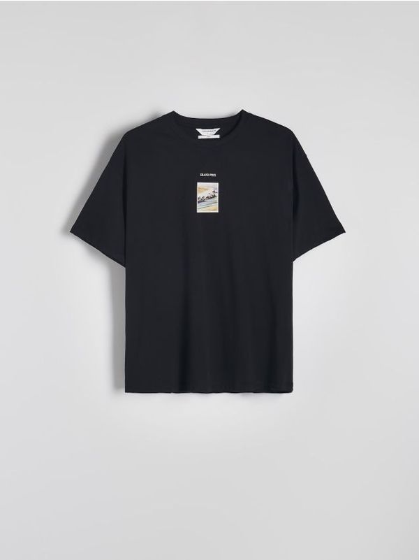 Reserved Reserved - Boxy majica kratkih rukava s printom - crno