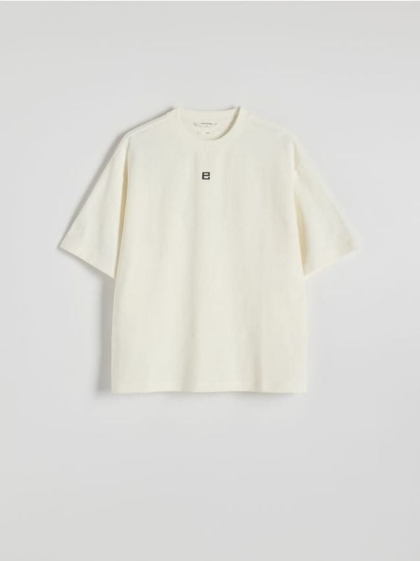 Reserved Reserved - Boxy majica kratkih rukava s printom - krem