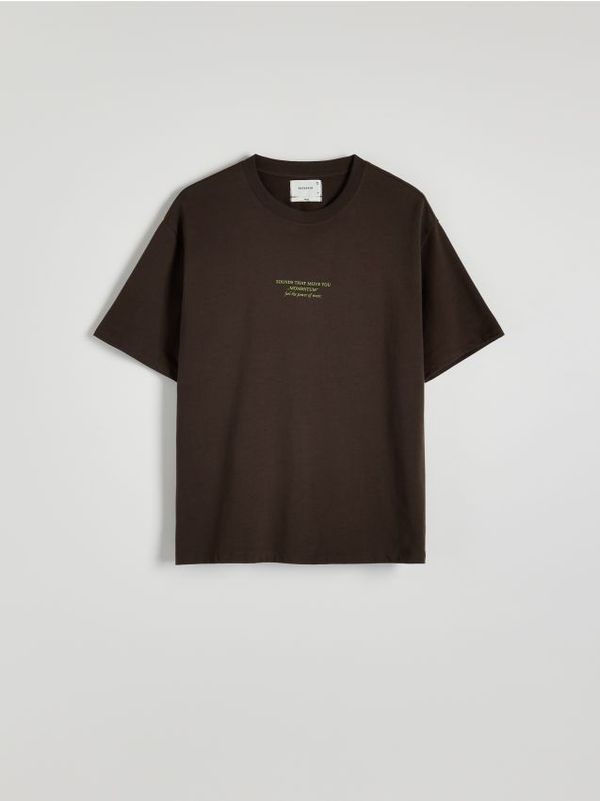 Reserved Reserved - Boxy majica kratkih rukava s printom - tamnosmeđe
