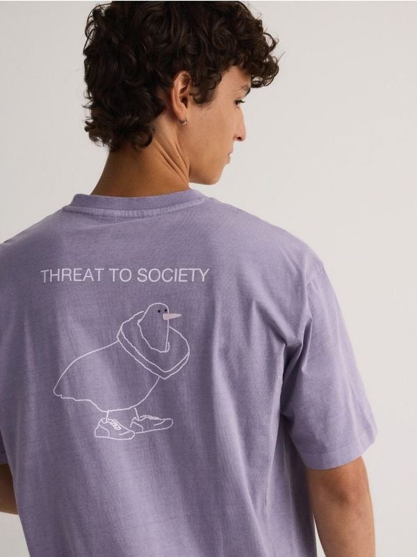 Reserved Reserved - Boxy pamučna majica kratkih rukava - boja lavande