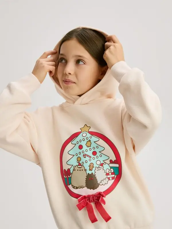 Reserved Reserved - Božićni gornji dio trenirke kapuljačom Pusheen - boja kože