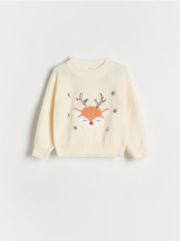 Reserved Reserved - Božićni pulover - krem