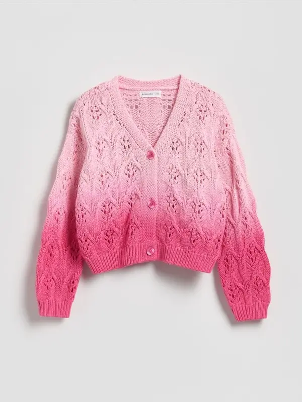 Reserved Reserved - Cardigan s ombre efektom - pastelnoružičasto