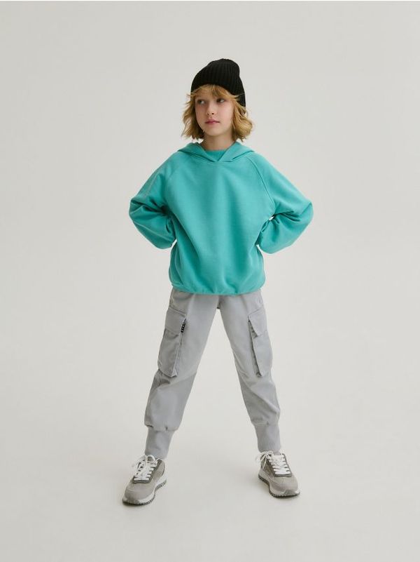 Reserved Reserved - Cargo jogger hlače od tkanine - light grey