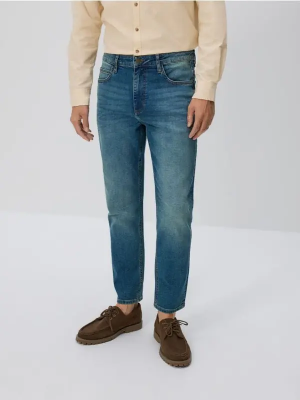 Reserved Reserved - Carrot slim traperice isprana izgleda - indigo jeans