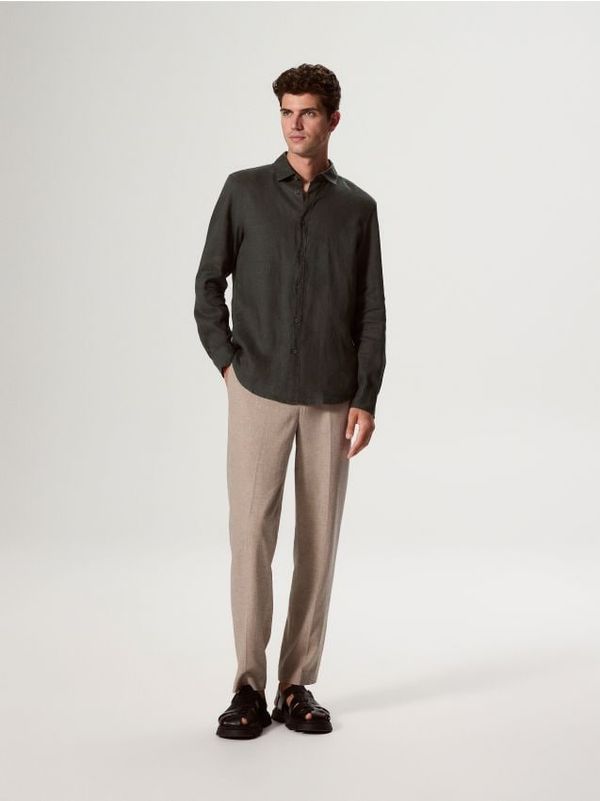 Reserved Reserved - Chino hlače od mješavine lana - zlatnosmeđe