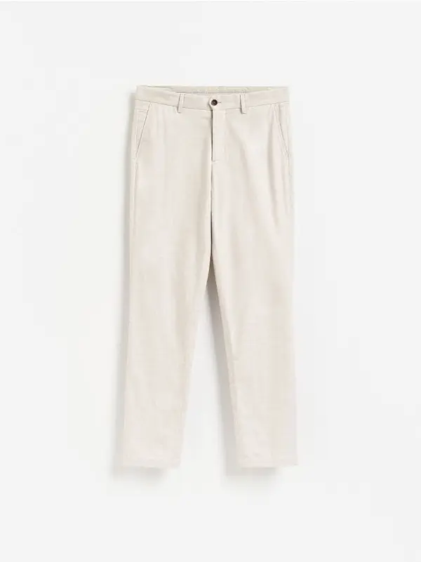 Reserved Reserved - Chino slim hlače s mješavinom lana - bež