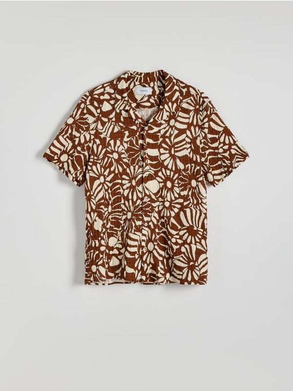 Reserved Reserved - Comfort fit košulja s uzorkom - tamnosmeđe