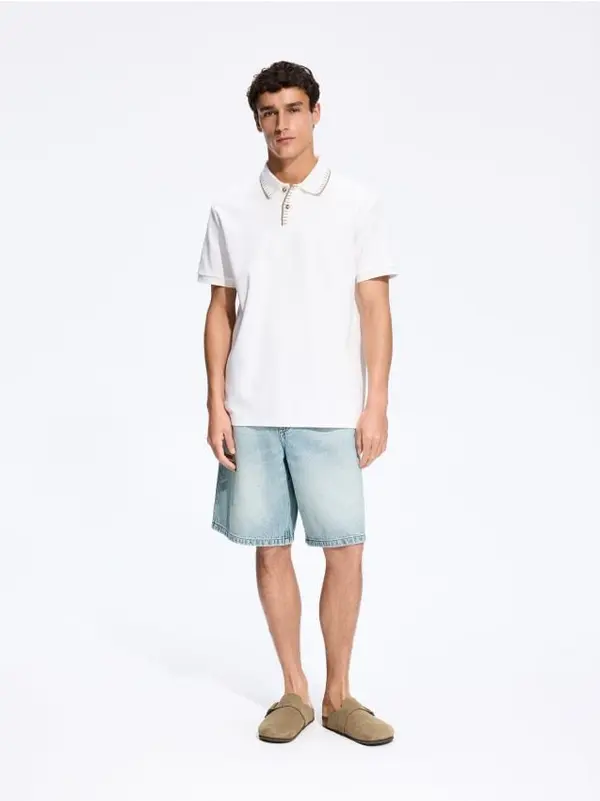 Reserved Reserved - Comfort fit polo-majica - krem