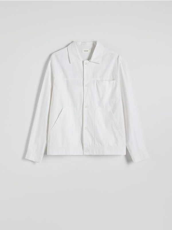 Reserved Reserved - Comfort košulja s mješavinom lana - bijela