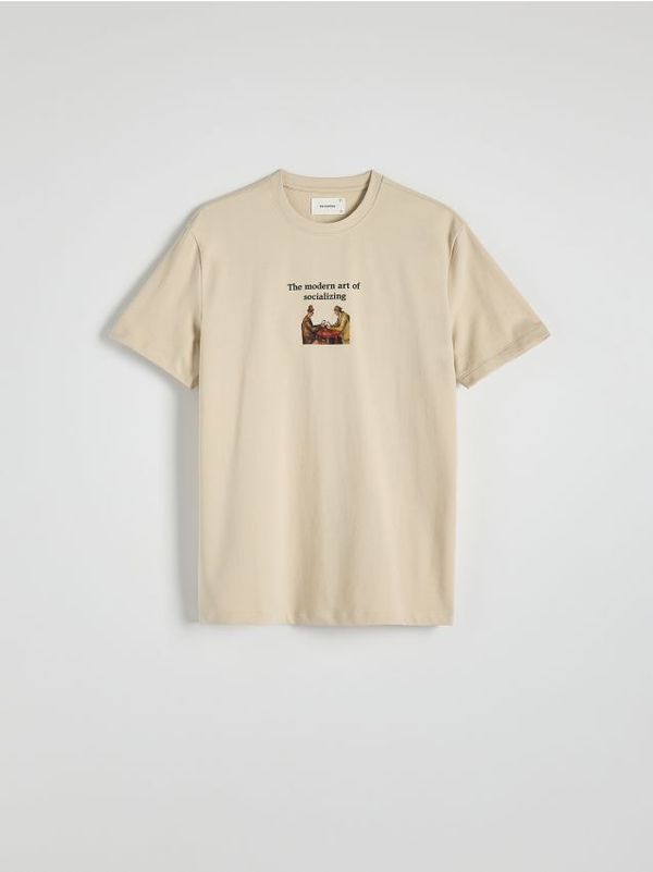 Reserved Reserved - Comfort majica kratkih rukava s printom - bež