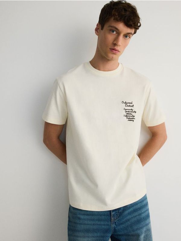 Reserved Reserved - Comfort majica kratkih rukava s printom - krem