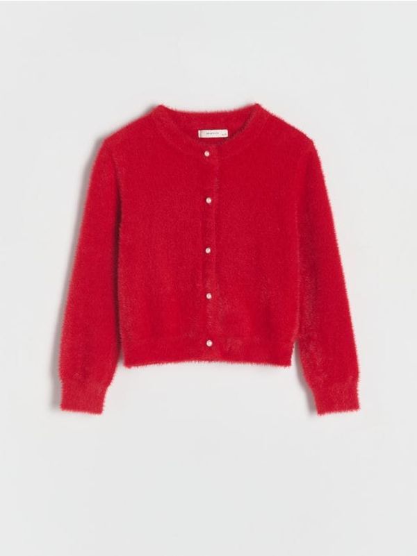 Reserved Reserved - Čupava vesta s ukrasnim gumbima - crvena