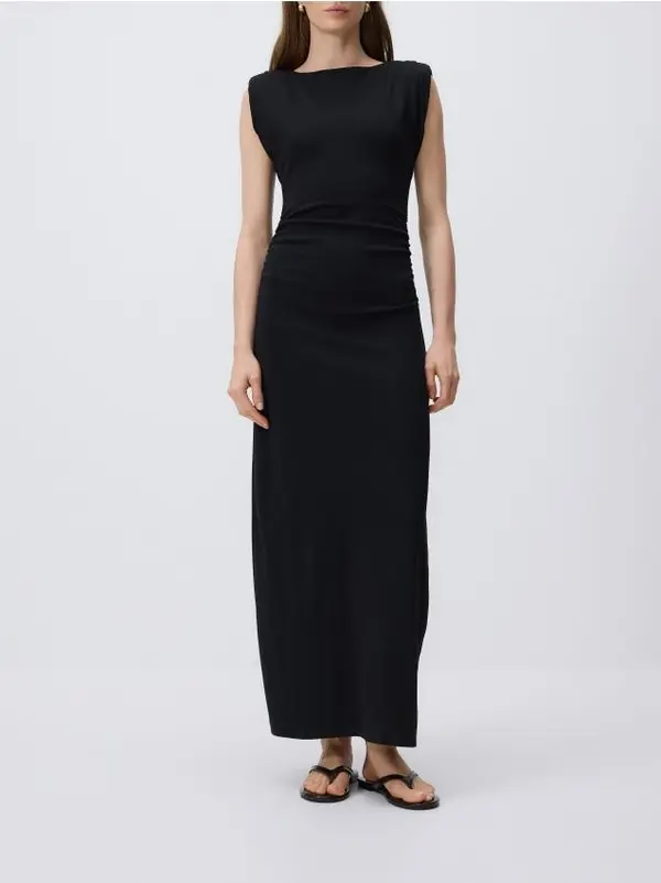 Reserved Reserved - Drapirana maxi haljina - crno
