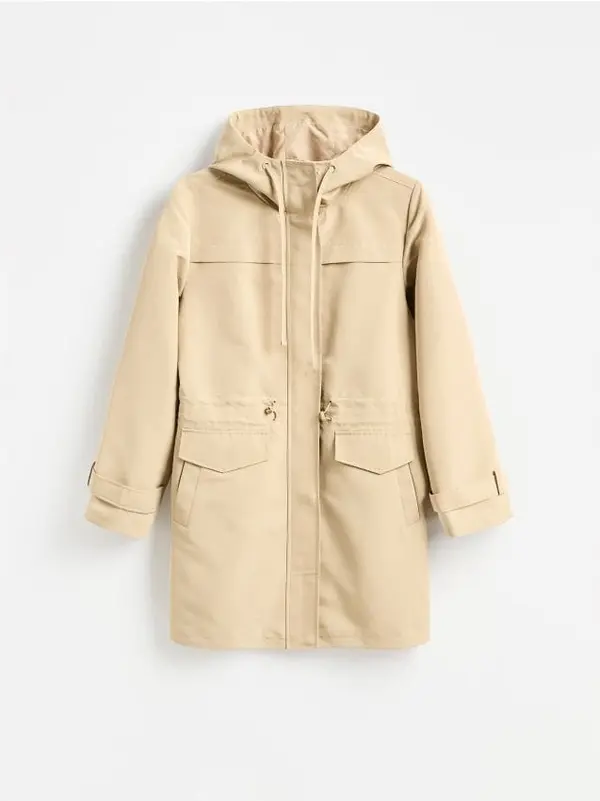 Reserved Reserved - Duga parka s kapuljačom - bež