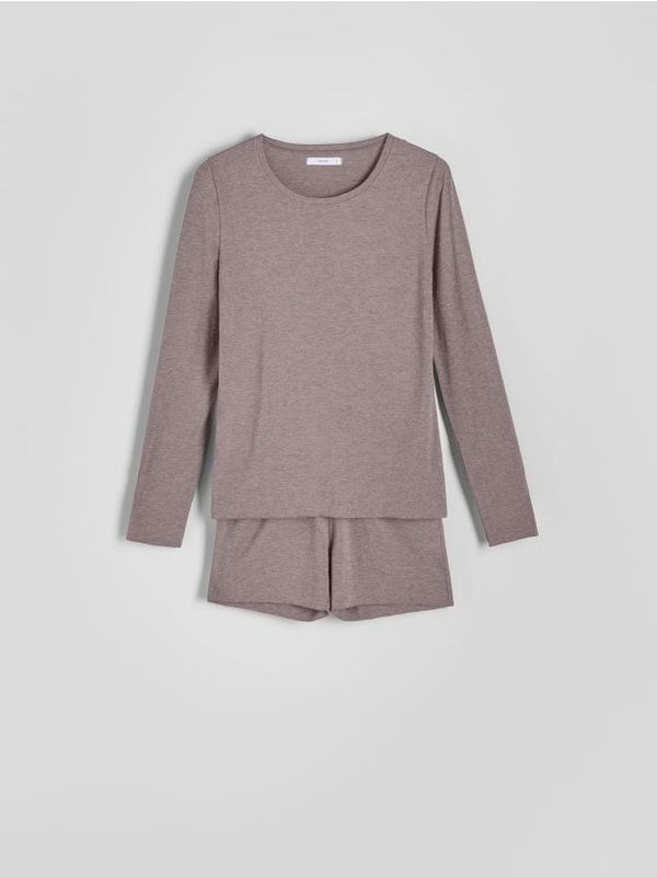 Reserved Reserved - Dvodijelna pidžama s kratkim hlačama - bljedoljubičasto