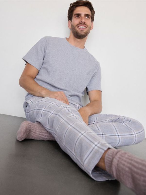 Reserved Reserved - Dvodijelni komplet pidžame od mješavine pamuka - tamnosivo