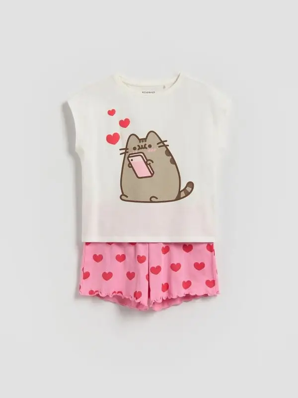 Reserved Reserved - Dvodijelni komplet pidžame Pusheen - krem
