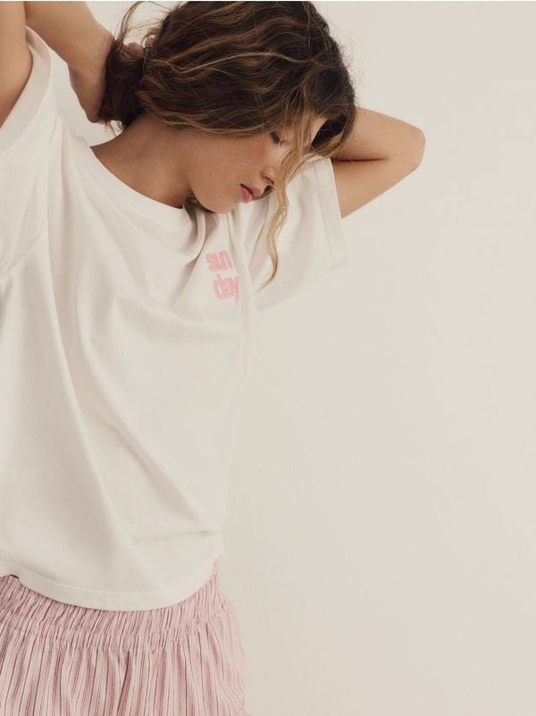 Reserved Reserved - Dvodijelni komplet pidžame s gornjim dijelom kratkih rukava - ružičasta