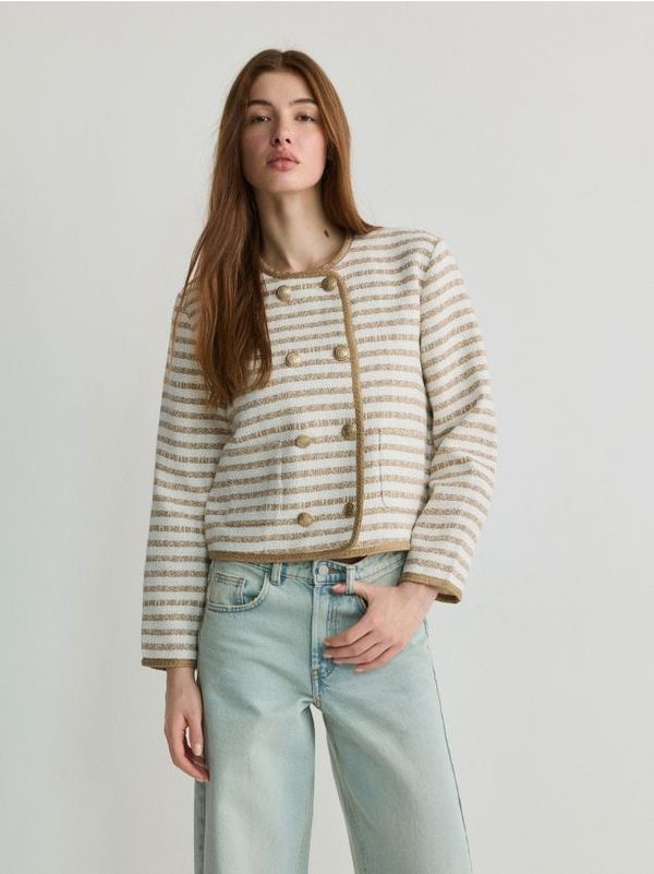 Reserved Reserved - Dvoredna prugasta jakna - bež