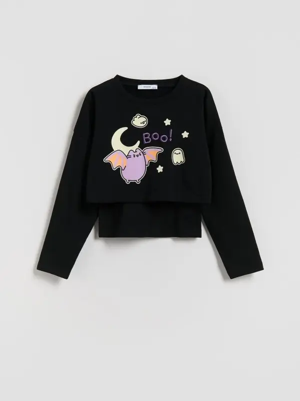 Reserved Reserved - Dvoslojna majica Pusheen - crno