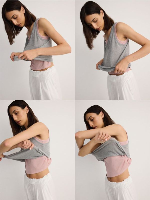 Reserved Reserved - Dvoslojni top - light grey