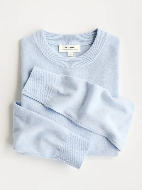 Reserved Reserved - Džemper od merino vune - svjetloplavo