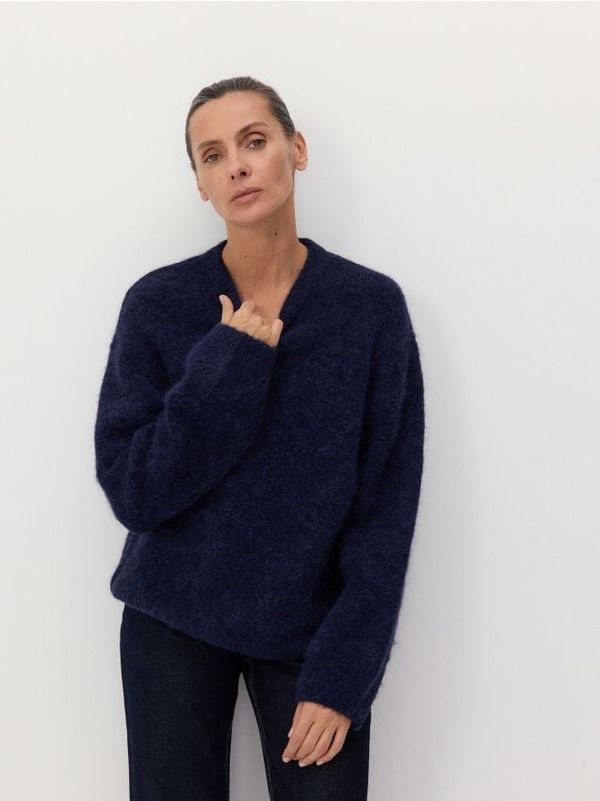 Reserved Reserved - Džemper od mješavine alpake - mornarsko plava