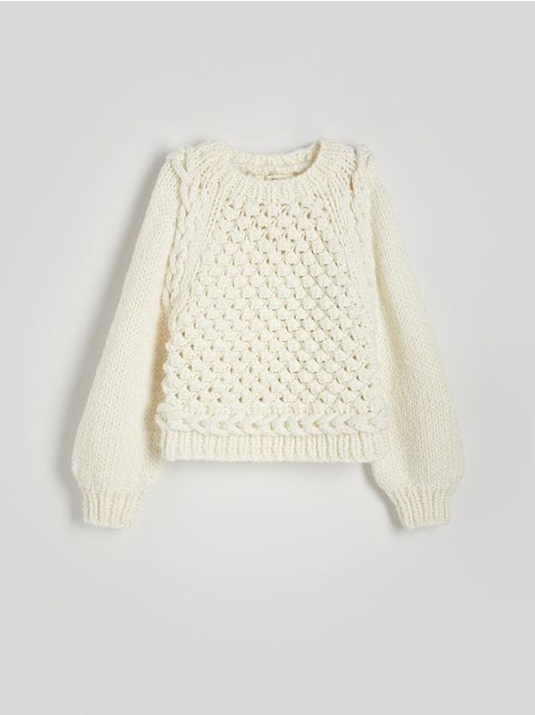 Reserved Reserved - Džemper od mješavine vune - krem