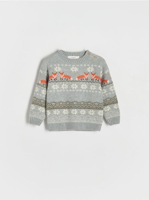 Reserved Reserved - Džemper od mješavine vune - light grey